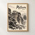 Meteora, Greece travel poster full-bleed print styled in Front oak frame - corrected opening; frame and props not included