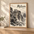 Meteora, Greece travel poster full-bleed print styled in Light oak-console; frame and props not included