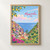 Manarola, Italy travel poster full-bleed print styled in Front oak frame - corrected opening; frame and props not included