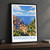 Manarola, Italy travel poster bordered print styled in Black frame / charcoal wall; frame and props not included