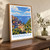 Manarola, Italy travel poster bordered print styled in Original angled oak-console; frame and props not included