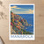 Manarola, Italy travel poster bordered print styled in Unframed sheet - corrected A-series; frame and props not included