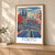 Tokyo, Japan travel poster bordered print styled in Light oak-console; frame and props not included