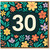 30th Birthday Card - Bold 30 with Colourful Floral Pattern - Milestone Age Thirty Card for Her or Him