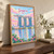 Singapore, Singapore travel poster full-bleed print styled in Original angled oak-console; frame and props not included