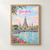 Bangkok, Thailand travel poster full-bleed print styled in Front oak frame - corrected opening; frame and props not included