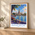 Bangkok, Thailand travel poster bordered print styled in Light oak-console; frame and props not included