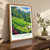 Tegallalang, Indonesia travel poster bordered print styled in Original angled oak-console; frame and props not included