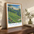 Tegallalang, Indonesia travel poster bordered print styled in Original angled oak-console; frame and props not included
