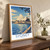 Sydney, Australia travel poster bordered print styled in Original angled oak-console; frame and props not included