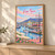 Cape Town, South Africa travel poster full-bleed print styled in Light oak-console; frame and props not included