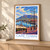 Cape Town, South Africa travel poster bordered print styled in Light oak-console; frame and props not included