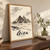 Giza, Egypt travel poster full-bleed print styled in Original angled oak-console; frame and props not included