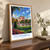 Istanbul, Türkiye travel poster bordered print styled in Original angled oak-console; frame and props not included