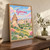 Göreme, Türkiye travel poster full-bleed print styled in Original angled oak-console; frame and props not included