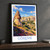 Göreme, Türkiye travel poster bordered print styled in Black frame / charcoal wall; frame and props not included