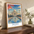 Agra, India travel poster bordered print styled in Original angled oak-console; frame and props not included