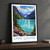 Lake Louise, Canada travel poster bordered print styled in Black frame / charcoal wall; frame and props not included