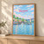 Vancouver, Canada travel poster full-bleed print styled in Light oak-console; frame and props not included
