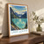 Lake Louise, Canada travel poster bordered print styled in Original angled oak-console; frame and props not included