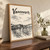 Vancouver, Canada travel poster full-bleed print styled in Original angled oak-console; frame and props not included