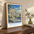Mexico City, Mexico travel poster bordered print styled in Original angled oak-console; frame and props not included