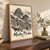 Machu Picchu, Peru travel poster full-bleed print styled in Original angled oak-console; frame and props not included