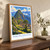 Machu Picchu, Peru travel poster bordered print styled in Original angled oak-console; frame and props not included