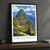 Machu Picchu, Peru travel poster bordered print styled in Black frame / charcoal wall; frame and props not included