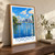 Toronto skyline from Centre Island bordered print styled in Original angled oak-console; frame and props not included