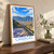 Caracas city view bordered print styled in Original angled oak-console; frame and props not included