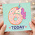 6th Birthday Card - Unicorn Doughnut Number 6 with Sprinkles, Party Hat and Pastel Dots - Cute '6 TODAY' Children's Birthday Card