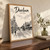 Durban city view full-bleed print styled in Original angled oak-console; frame and props not included