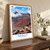 Haleakala summit crater bordered print styled in Original angled oak-console; frame and props not included