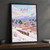 Kabul city view full-bleed print styled in Black frame / charcoal wall; frame and props not included