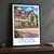 Stratford-upon-Avon Shakespeare birthplace bordered print styled in Black frame / charcoal wall; frame and props not included