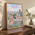 Luanda city view full-bleed print styled in Original angled oak-console; frame and props not included