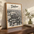 Dakar city view full-bleed print styled in Original angled oak-console; frame and props not included