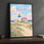 Nantucket Brant Point Lighthouse full-bleed print styled in Black frame / charcoal wall; frame and props not included