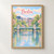 Boston Public Garden lagoon bridge full-bleed print styled in Front oak frame - corrected opening; frame and props not included