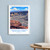 Hawaii Volcanoes Kilauea caldera overlook bordered print styled in White frame / blue sitting room; frame and props not included