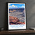 Hawaii Volcanoes Kilauea caldera overlook bordered print styled in Black frame / charcoal wall; frame and props not included