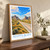 Scotts Bluff from the Oregon Trail bordered print styled in Original angled oak-console; frame and props not included
