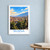 Bursa city view bordered print styled in White frame / blue sitting room; frame and props not included