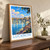 Lucknow city view bordered print styled in Original angled oak-console; frame and props not included