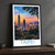 Taipei skyline from Elephant Mountain bordered print styled in Black frame / charcoal wall; frame and props not included