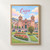 Cusco Plaza de Armas cathedral full-bleed print styled in Front oak frame - corrected opening; frame and props not included