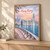 Hong Kong city view full-bleed print styled in Light oak-console; frame and props not included