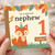 Nephew 1st Birthday Card - Cute Woodland Fox with Party Hat, Leaves and Bird - To a Special Nephew, 1 Today