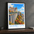 Chateau Frontenac from Dufferin Terrace bordered print styled in Black frame / charcoal wall; frame and props not included